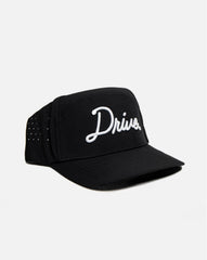 Drive Cursive Logo Black 5 Panel Hat