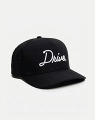 Drive Cursive Logo Black 3 Panel Hat